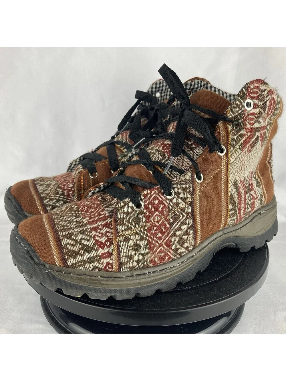 Men's Size 10 Hand Woven Southwestern Aztec Ankle Boots Tribal Rugged Shoes